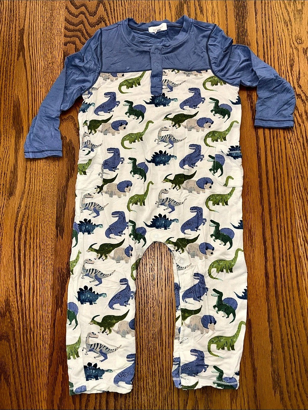 Angel Dear Sweet Baby Dinos Uni Romper Blue & White 18-24M